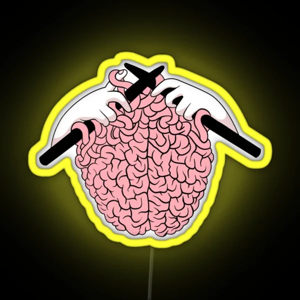 Knitting A Brain RGB Neon Sign