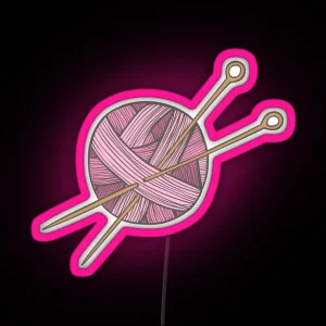 Knitting Ball Of Yarn And Needles RGB Neon Sign