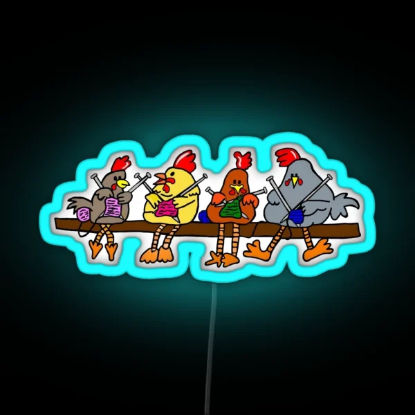 Knitting Chickens RGB Neon Sign