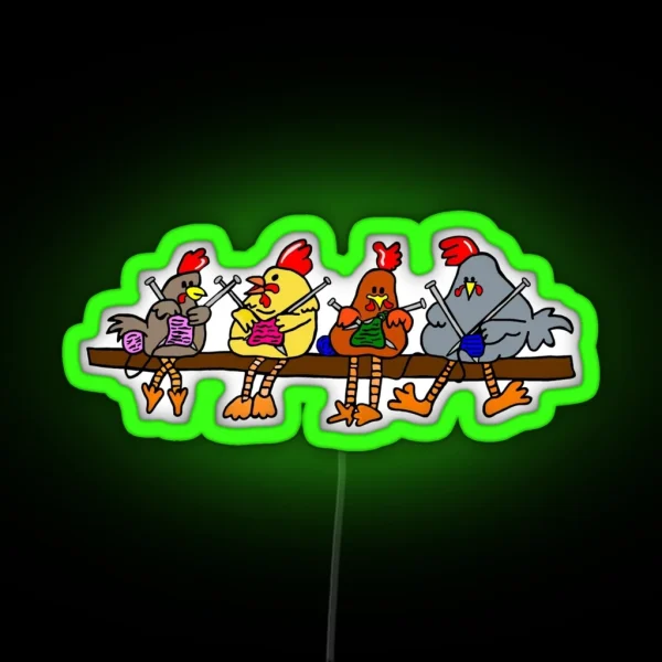 Knitting Chickens RGB Neon Sign