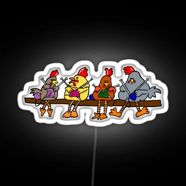 Knitting Chickens RGB Neon Sign