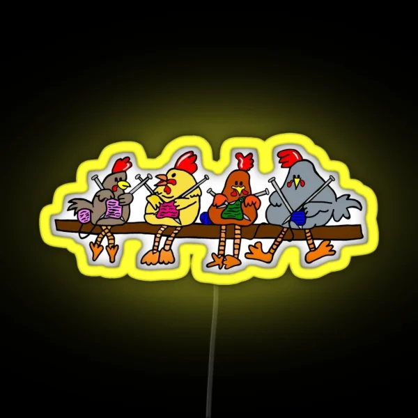 Knitting Chickens RGB Neon Sign