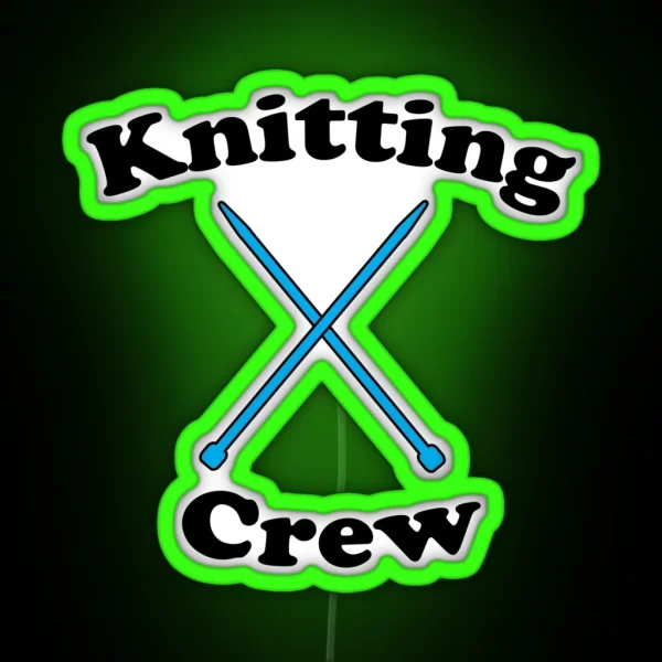 Knitting Crew Blue Needles Funny RGB Neon Sign