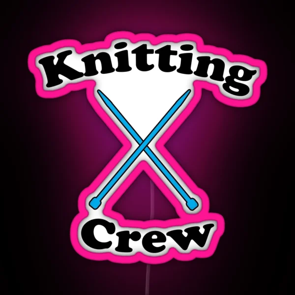 Knitting Crew Blue Needles Funny RGB Neon Sign