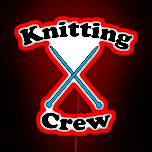 Knitting Crew Blue Needles Funny RGB Neon Sign