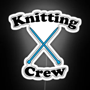 Knitting Crew Blue Needles Funny RGB Neon Sign