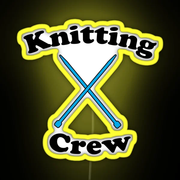 Knitting Crew Blue Needles Funny RGB Neon Sign