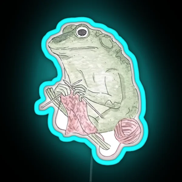Knitting Frog Led Watercolor Frog RGB Neon Sign