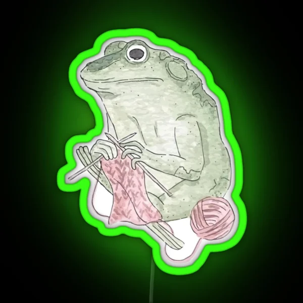 Knitting Frog Led Watercolor Frog RGB Neon Sign