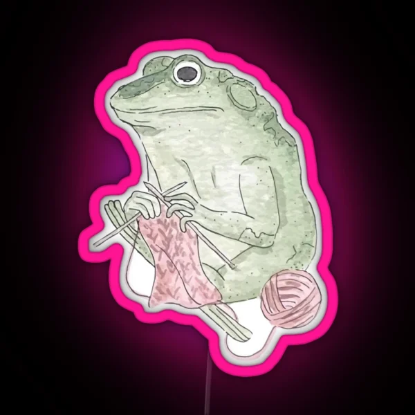 Knitting Frog Led Watercolor Frog RGB Neon Sign
