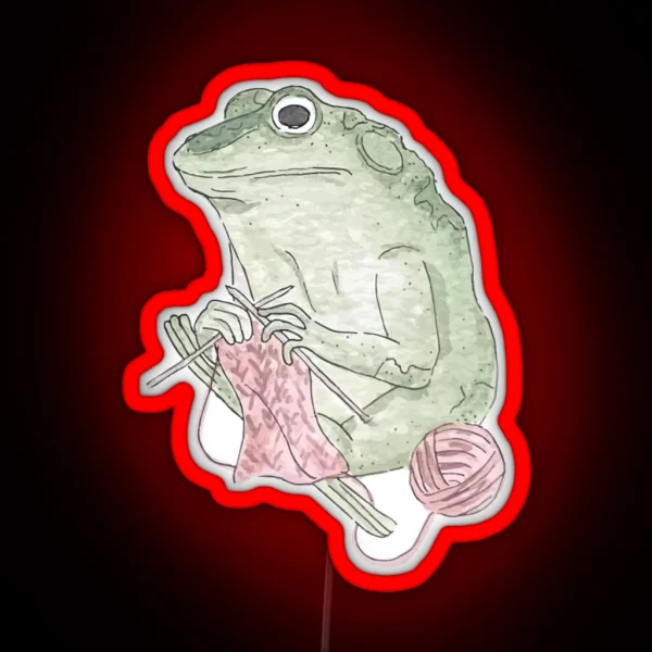 Knitting Frog Led Watercolor Frog RGB Neon Sign