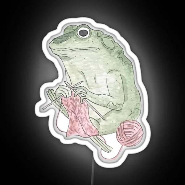 Knitting Frog Led Watercolor Frog RGB Neon Sign