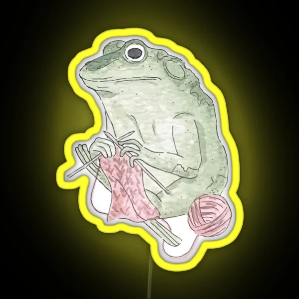 Knitting Frog Led Watercolor Frog RGB Neon Sign