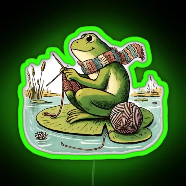 Knitting Frog RGB Neon Sign