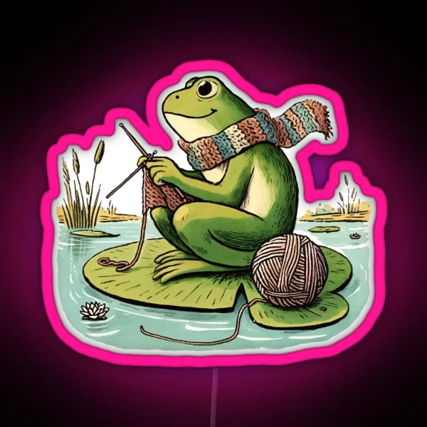 Knitting Frog RGB Neon Sign