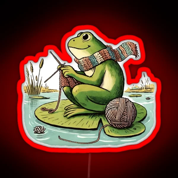 Knitting Frog RGB Neon Sign