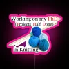 Knitting Gifts For Knitters Working On My Phd Projects Half Done Funny Gift Ideas For Knitter With Yarn Tote Bag And Needles RGB Neon Sign - Image 6
