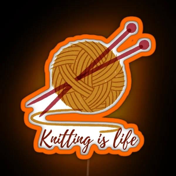 Knitting Is Life Knitting Is Therapy Gift For Knitter RGB Neon Sign