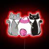 Knitting Needles Cats With Yarn Led RGB Neon Sign