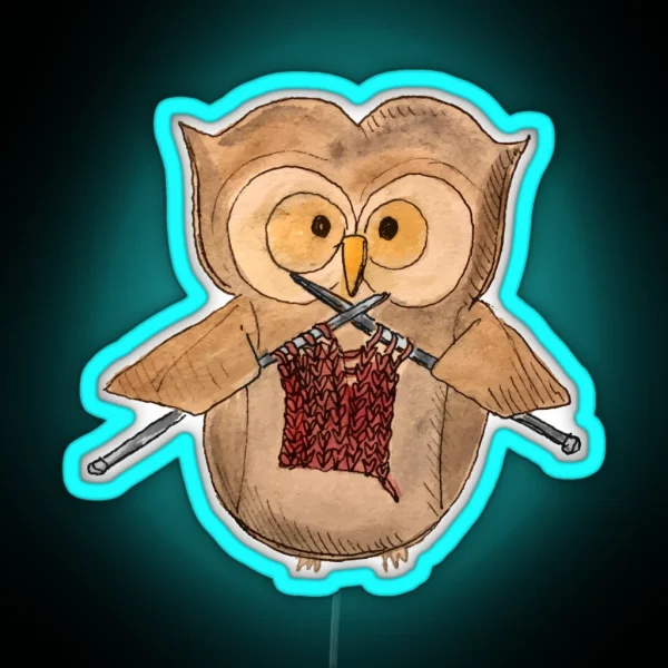 Knitting Owl Red Class RGB Neon Sign