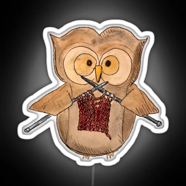 Knitting Owl Red Class RGB Neon Sign