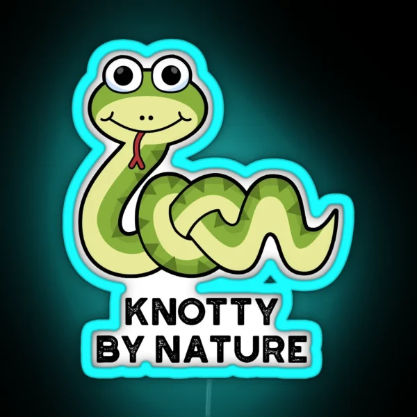 Knotty By Nature Funny Snake Puns RGB Neon Sign
