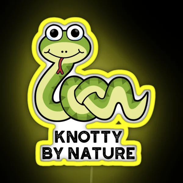Knotty By Nature Funny Snake Puns RGB Neon Sign