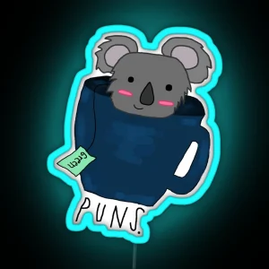 Koala Tea Puns Quality Pun RGB Neon Sign