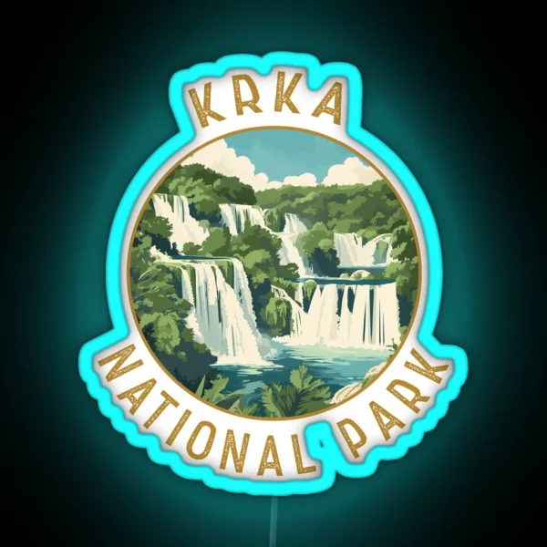 Krka National Park Croatia Retro Distressed RGB Neon Sign