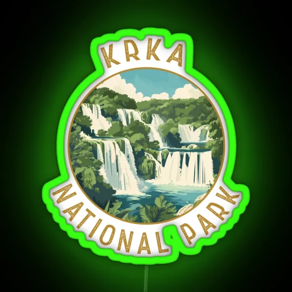 Krka National Park Croatia Retro Distressed RGB Neon Sign