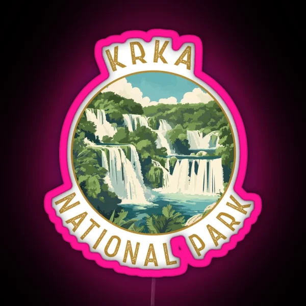 Krka National Park Croatia Retro Distressed RGB Neon Sign