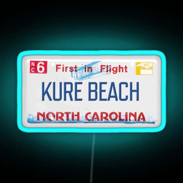 Kure Beach NC License Plate RGB Neon Sign