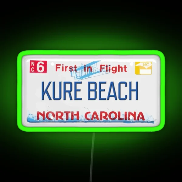 Kure Beach NC License Plate RGB Neon Sign