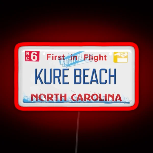 Kure Beach NC License Plate RGB Neon Sign