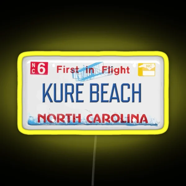 Kure Beach NC License Plate RGB Neon Sign