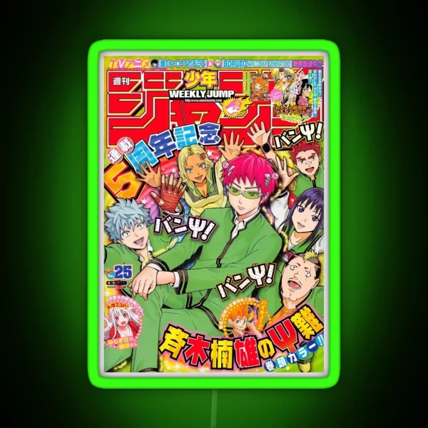 Kusuo Saiki K Retro Magazine Cover RGB Neon Sign