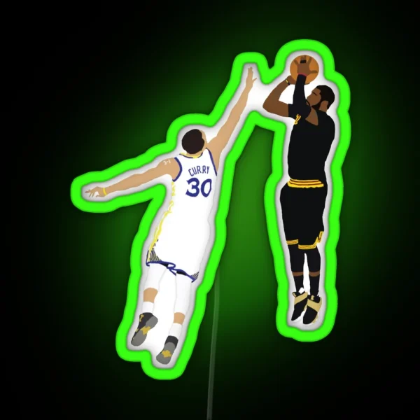 Kyrie Irving Clutch Shot Over Stephen Curry RGB Neon Sign