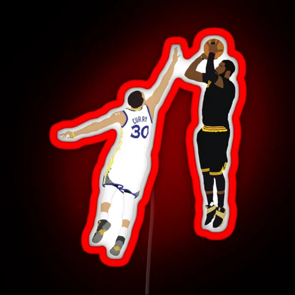 Kyrie Irving Clutch Shot Over Stephen Curry RGB Neon Sign