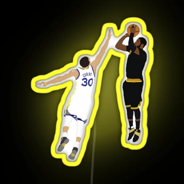 Kyrie Irving Clutch Shot Over Stephen Curry RGB Neon Sign