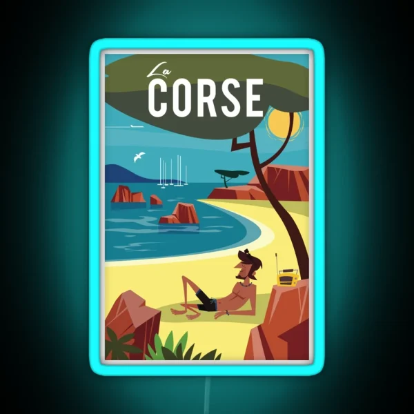 La Corse Travel Poster RGB Neon Sign