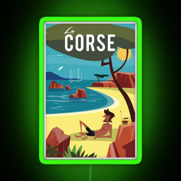 La Corse Travel Poster RGB Neon Sign