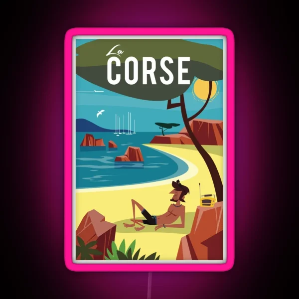 La Corse Travel Poster RGB Neon Sign