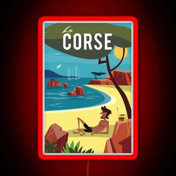 La Corse Travel Poster RGB Neon Sign