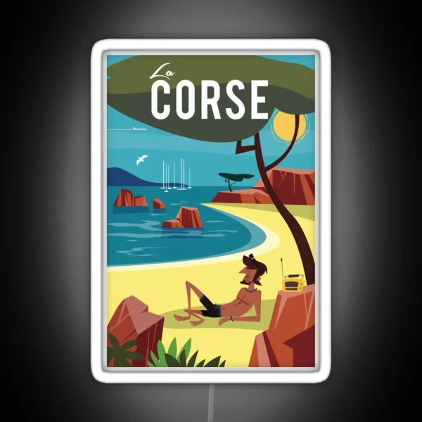 La Corse Travel Poster RGB Neon Sign