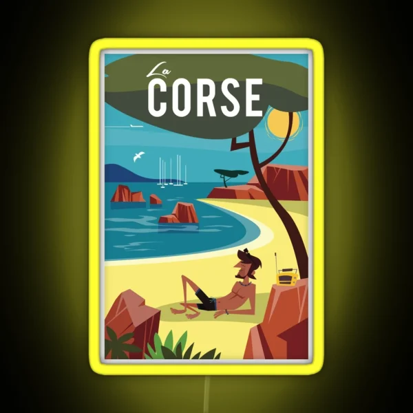 La Corse Travel Poster RGB Neon Sign
