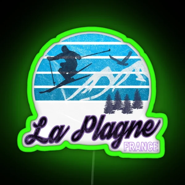 La Plagne France French Alps Ski Resort Snowboarding Winter Skiing Wear Led Hoodies Sweaters And Jumpers RGB Neon Sign