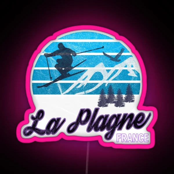 La Plagne France French Alps Ski Resort Snowboarding Winter Skiing Wear Led Hoodies Sweaters And Jumpers RGB Neon Sign