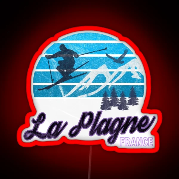 La Plagne France French Alps Ski Resort Snowboarding Winter Skiing Wear Led Hoodies Sweaters And Jumpers RGB Neon Sign