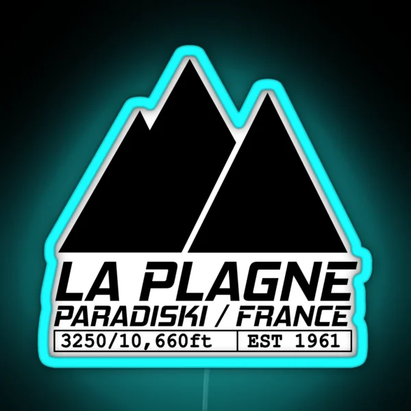 La Plagne France Ski Resort Paradiski Skiing RGB Neon Sign