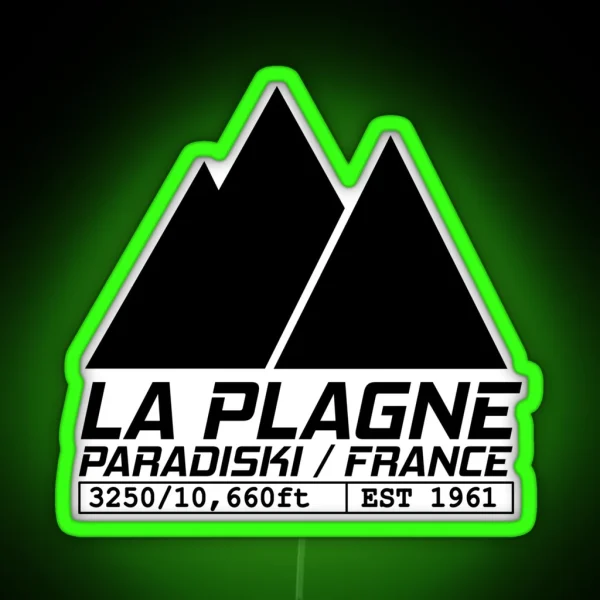 La Plagne France Ski Resort Paradiski Skiing RGB Neon Sign